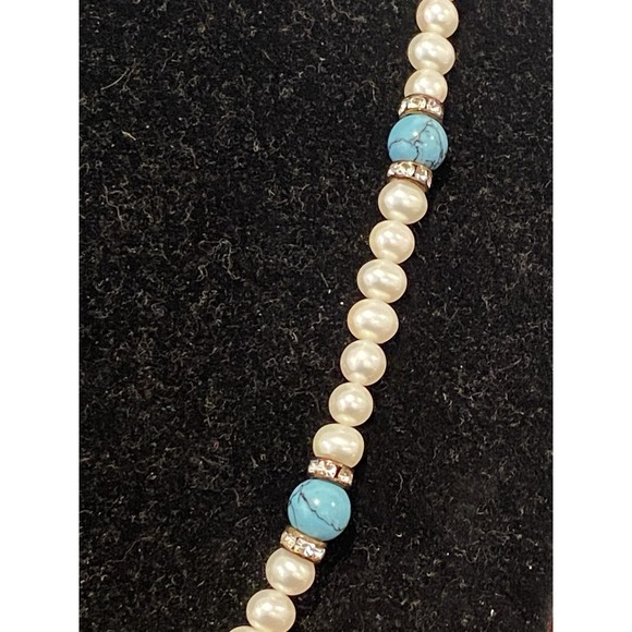 Danbury Mint Vintage Jewelry Set Turquoise Pearl 2 Necklaces, Bracelet, Earrings - Picture 7 of 10